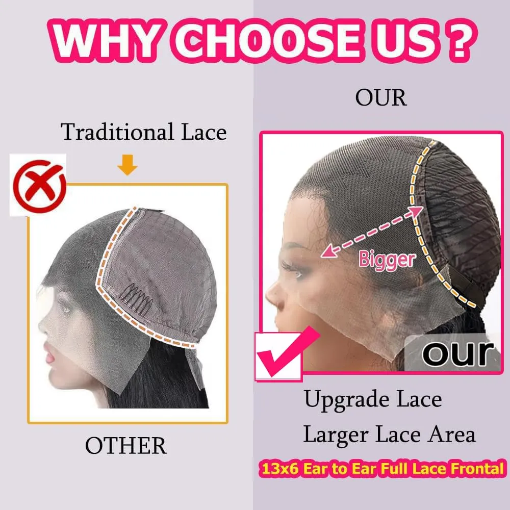 Deep Wave Lace Front Wigs 13x6 HD Transparent Lace Frontal Wig for Black Women 100% Real Curly Human Hair Wigs Pre Plucked with Baby Hair 180% Density (Black, 18 inch)