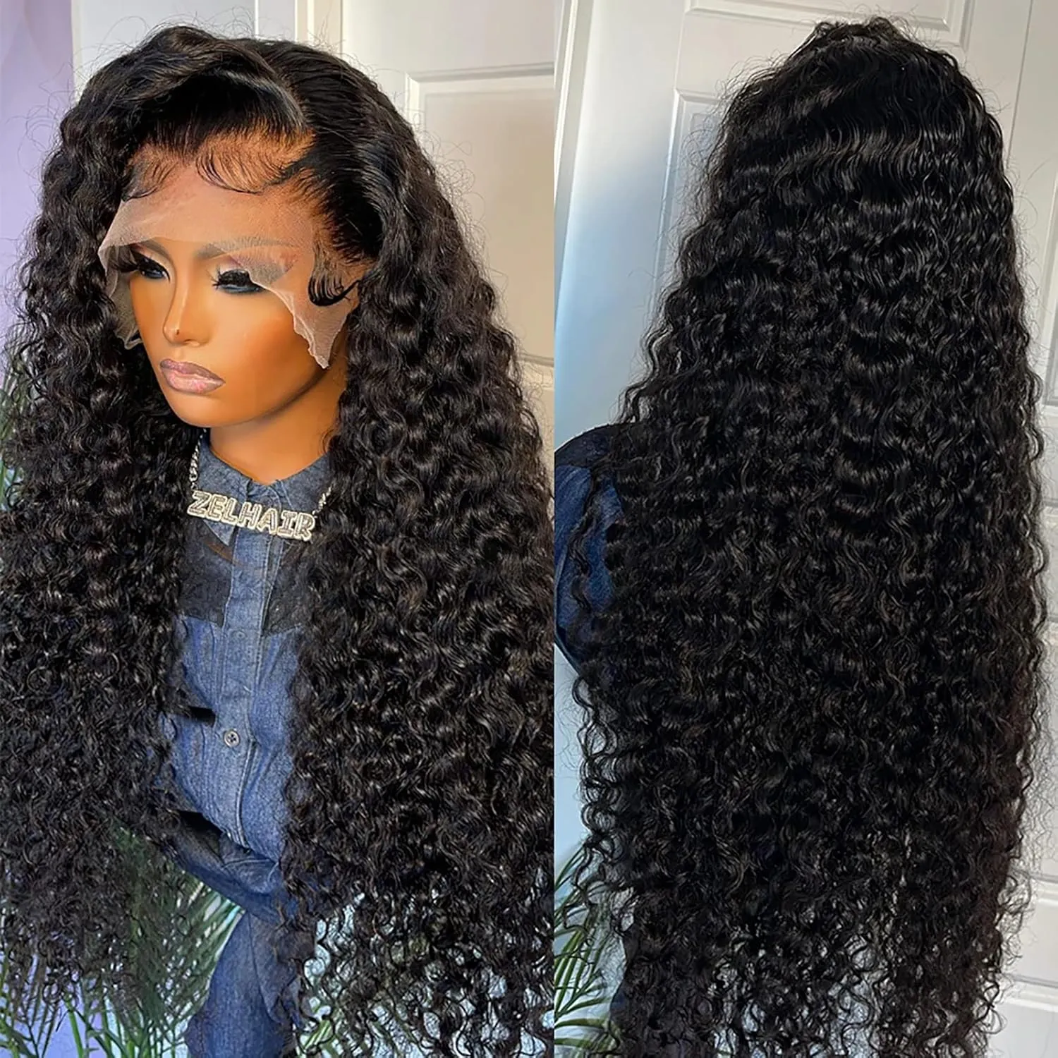 Deep Wave Lace Front Wigs Human Hair Pre Plucked 180 Density 13x4 Curly HD Lace Front Wig Human Hair with Natural Hairline Wet and Wavy Glueless Lace Front Human Hair Wigs for Women (20 Inch)