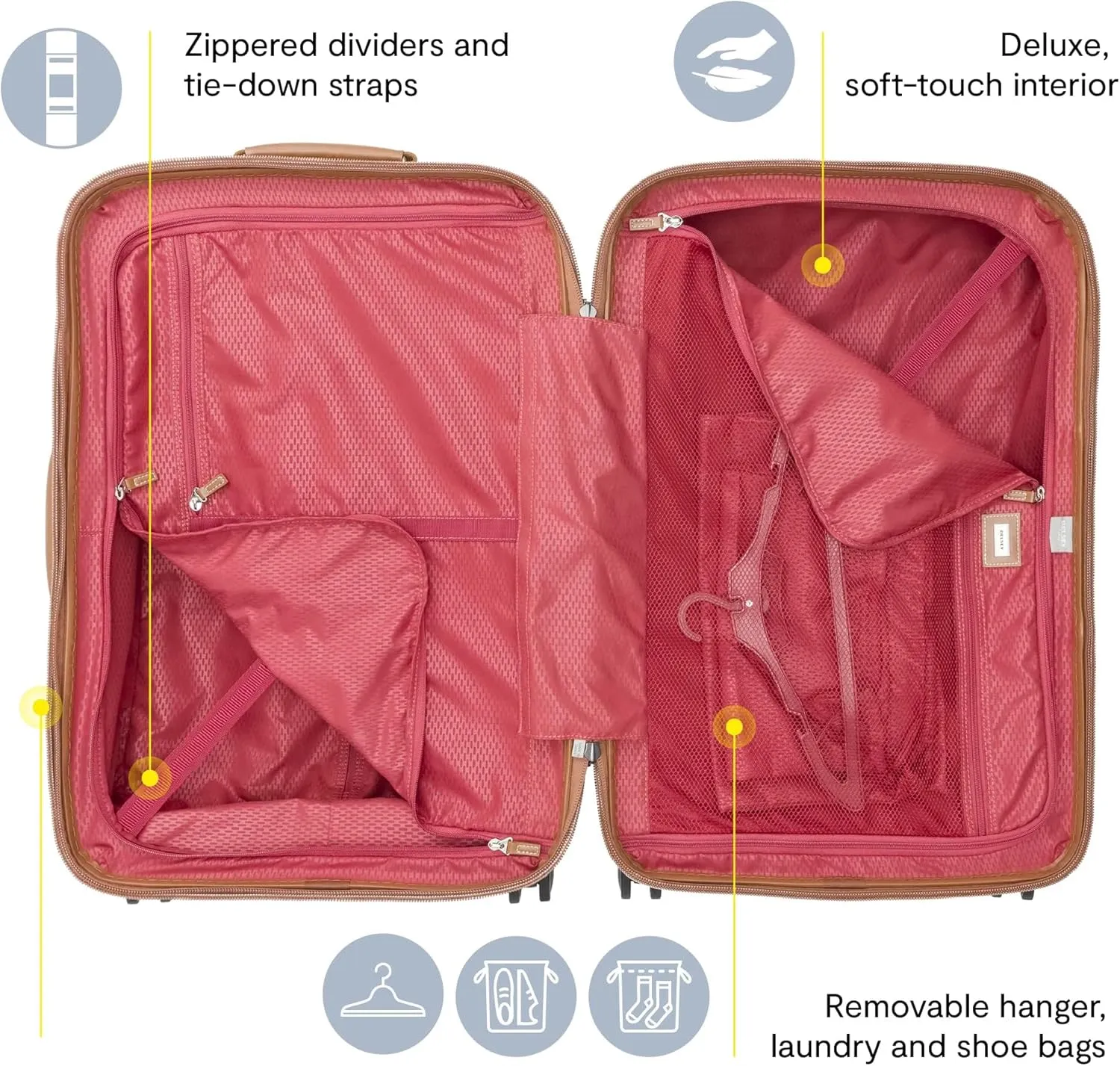 DELSEY PARIS Chatelet Hard  Hardside Luggage with Spinner Wheels, Champagne White, Checked-Large 28 Inch