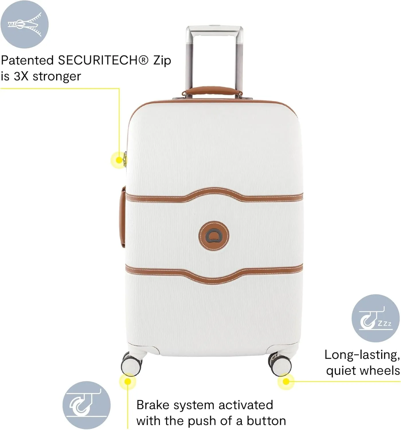 DELSEY PARIS Chatelet Hard  Hardside Luggage with Spinner Wheels, Champagne White, Checked-Large 28 Inch