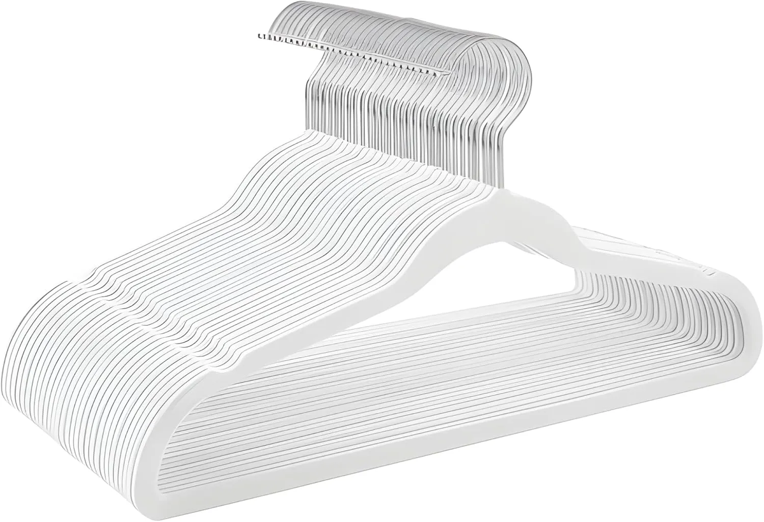 DeluxeLuxe™ Premium Adult Black Flocked Velvet Non-Slip Clothes Hangers with Space-Saving 360° Rotary Hook - Set of 10 Pack for Optimizing Wardrobe Space on Clothes Racks & Rails (White)