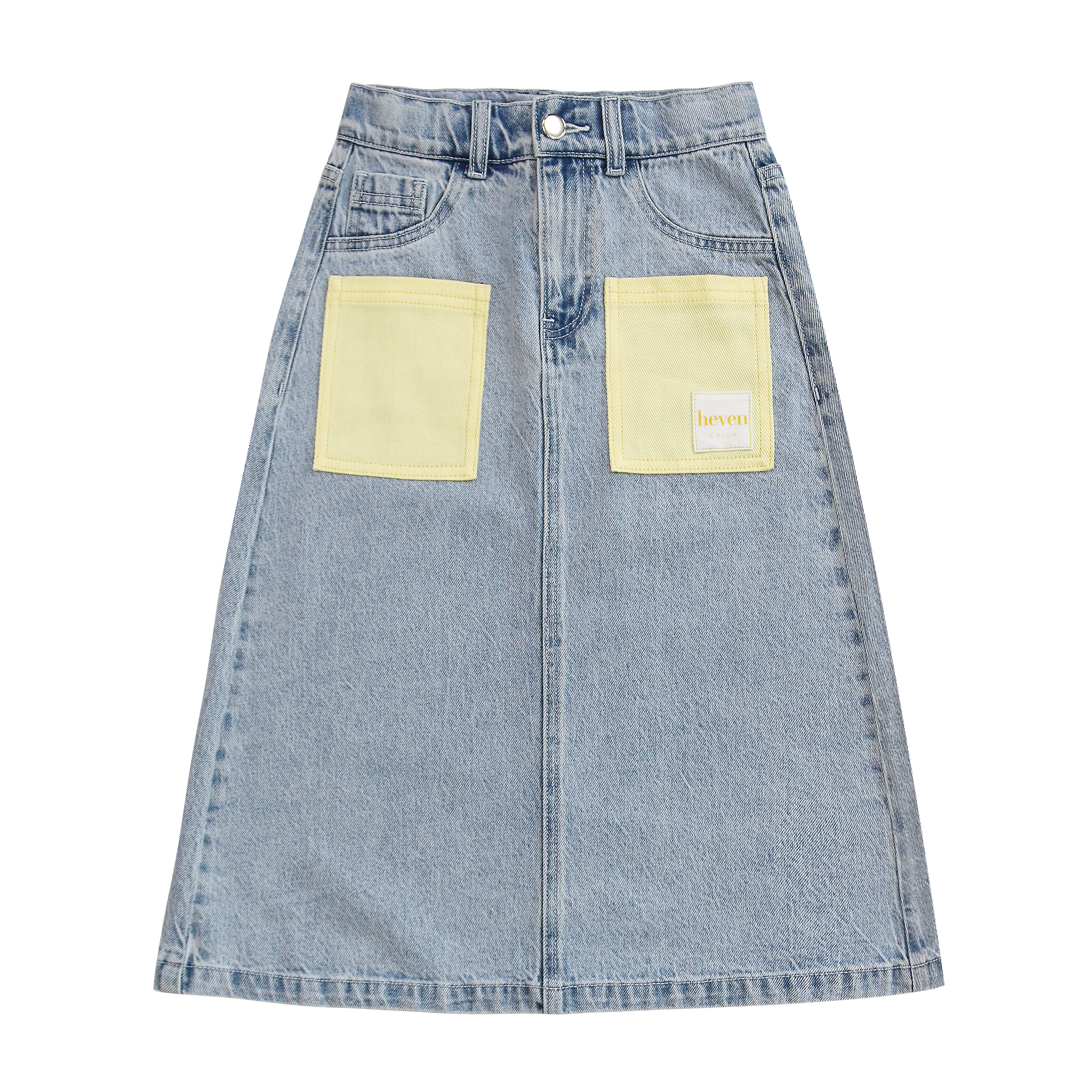 Denim Utility Pocket Midi Skirt