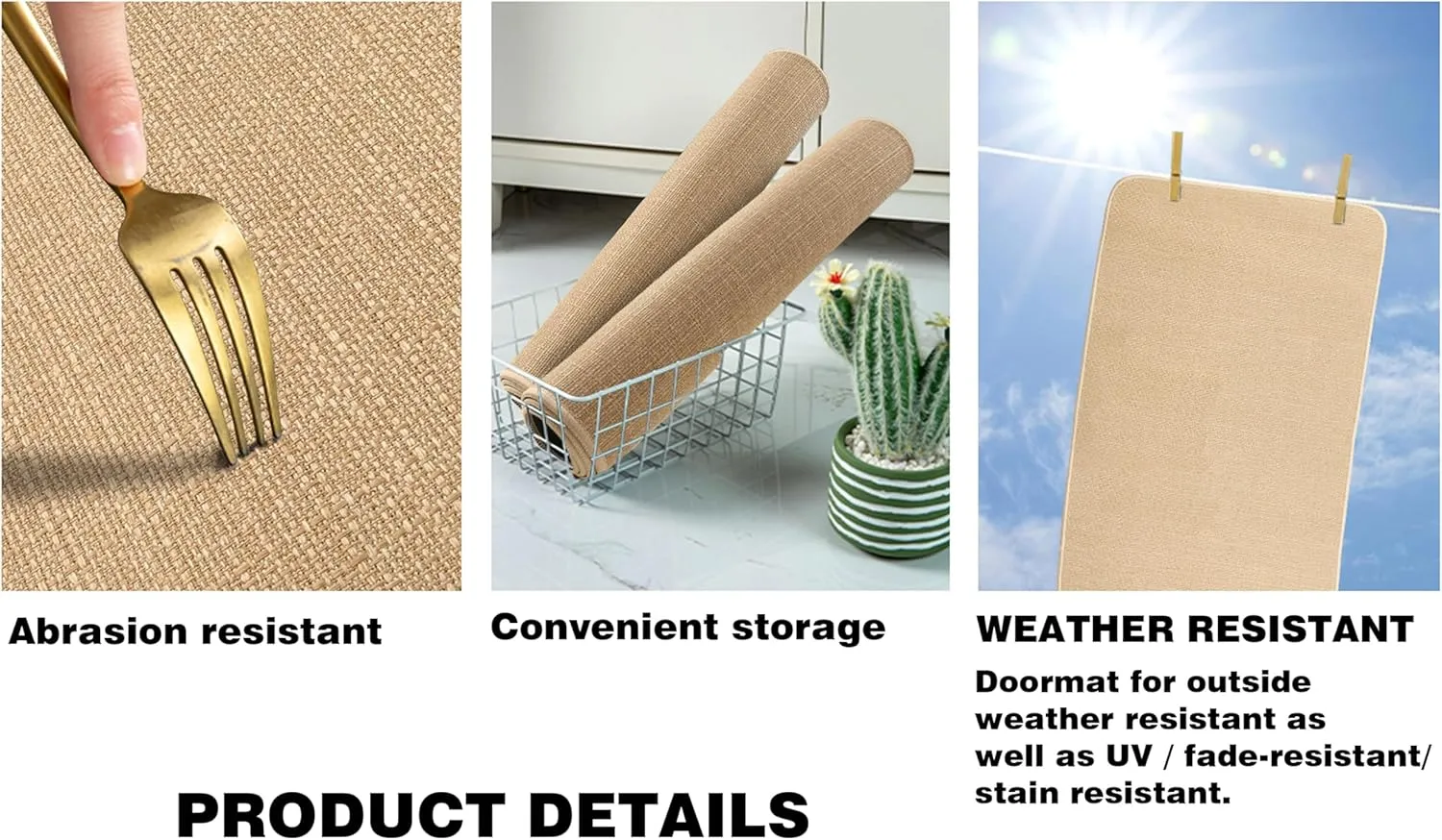 Desert Scenery Cactus Welcome Doormat 30"x17" Indoor/Outdoor Linen Mat with Non-Slip Rubber Backing, Fade-Resistant & Stain-Resistant Printed Design, Perfect for Home Entryway Decor