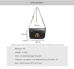 Designer Shoulder Bag with Chain Strap, Gold Hardware Small Square Purse