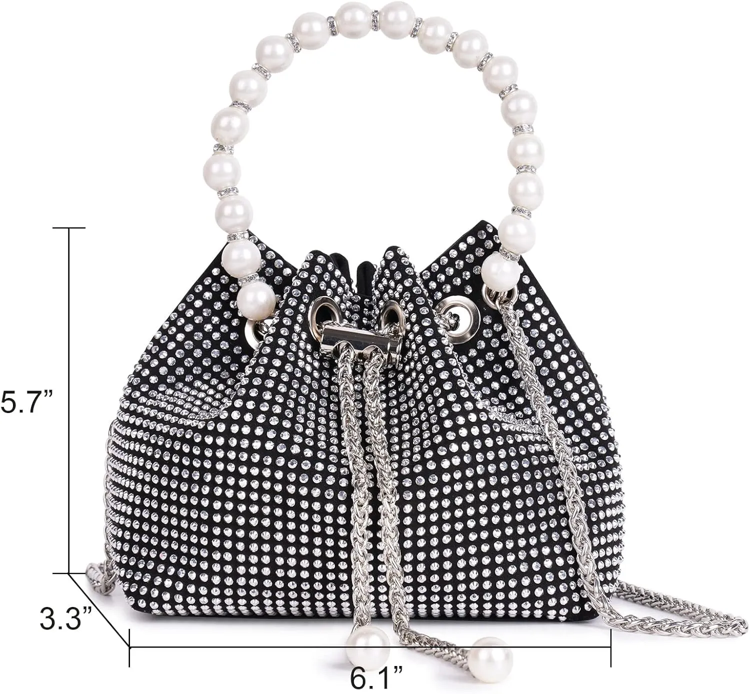 Desy & Feeci Bling Rhinestone Purse for Women, Glitter Clutch Handbag Bucket Evening Bag for Girls Wedding Party