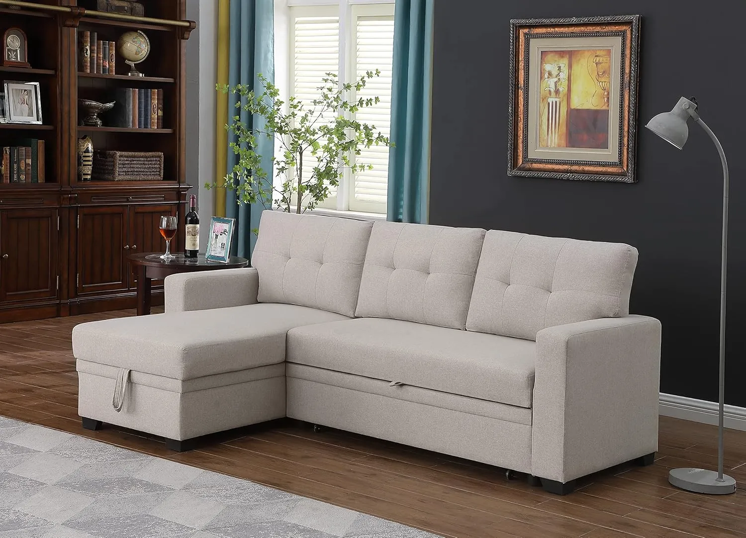 Devion Furniture Alexis Sofabed, 83" W x 53" D x 35H, Beige