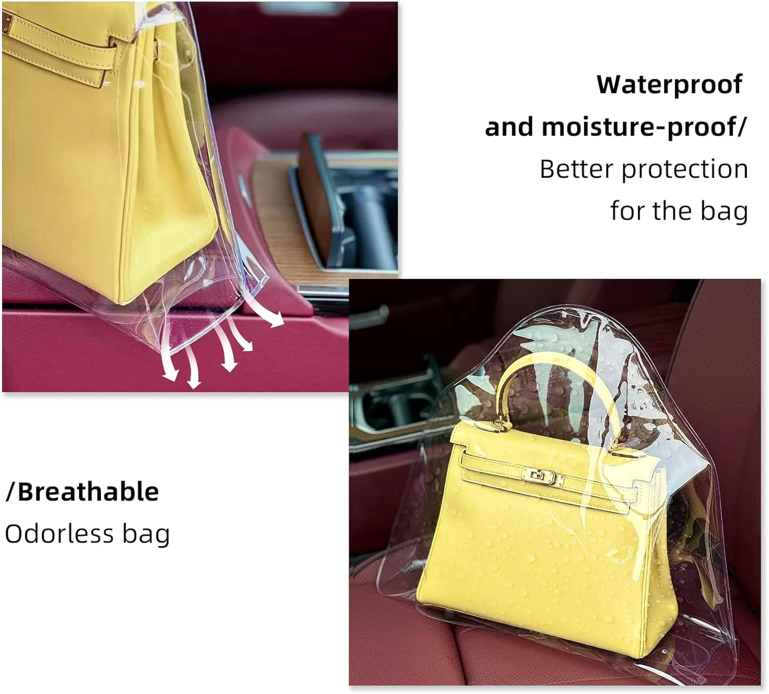 DGAZ Clear Dust Bags for Luxury Handbags,Waterproof Purse Storage Bag,Lightweight Handbag Protector(Large)