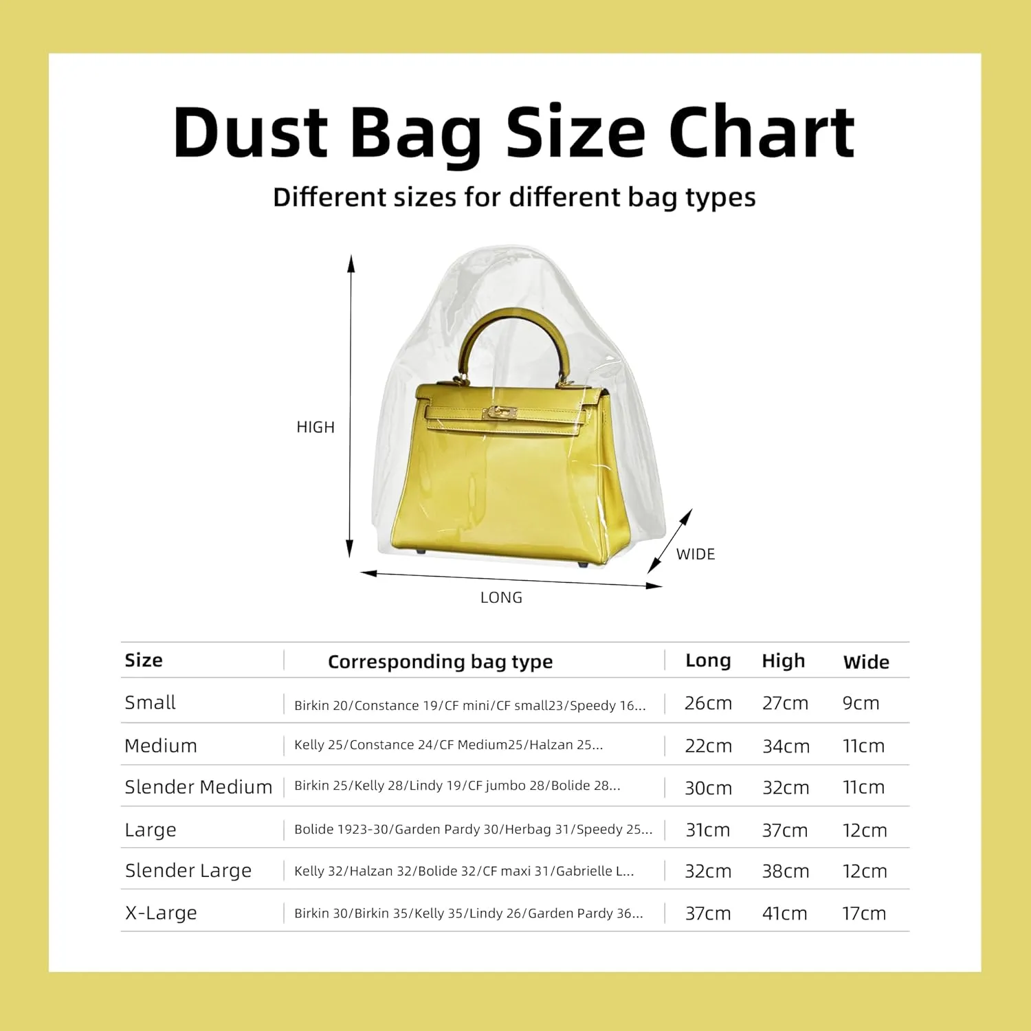 DGAZ Clear Dust Bags for Luxury Handbags,Waterproof Purse Storage Bag,Lightweight Handbag Protector(Large)