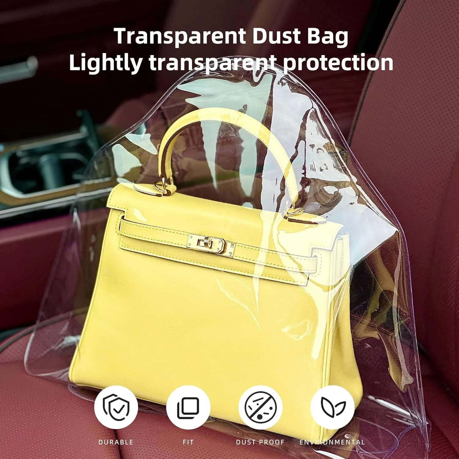 DGAZ Clear Dust Bags for Luxury Handbags,Waterproof Purse Storage Bag,Lightweight Handbag Protector(Large)