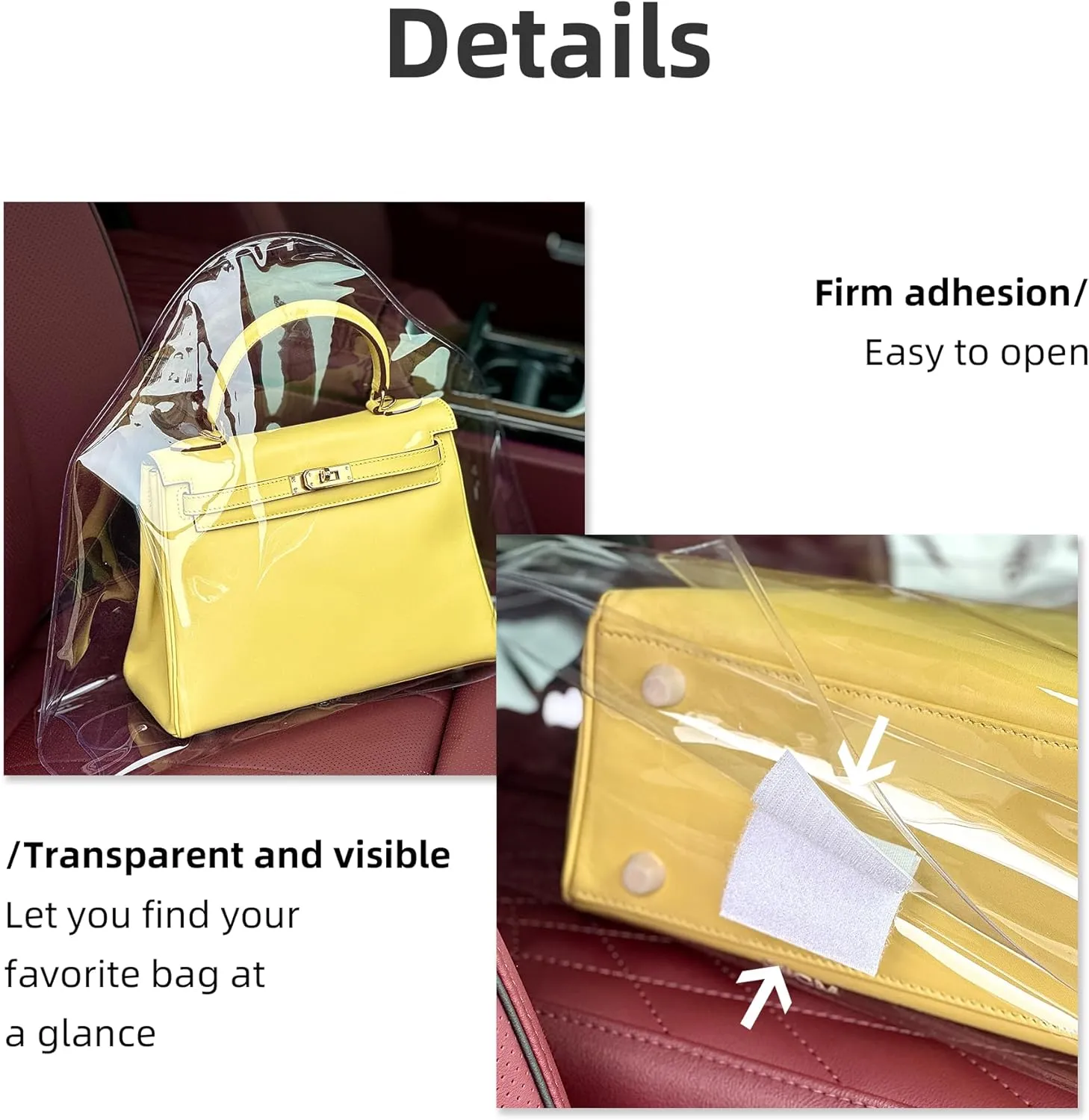 DGAZ Clear Dust Bags for Luxury Handbags,Waterproof Purse Storage Bag,Lightweight Handbag Protector(Large)