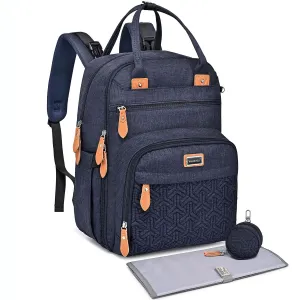 Diaper Bag Backpack, Unisex Baby Bags with Changing pad, Insulated Pockets & Pacifier Holder for Boys Girls, WELAVILA Large Multifunction Travel Back Pack for Mom & Dad, Navy Blue