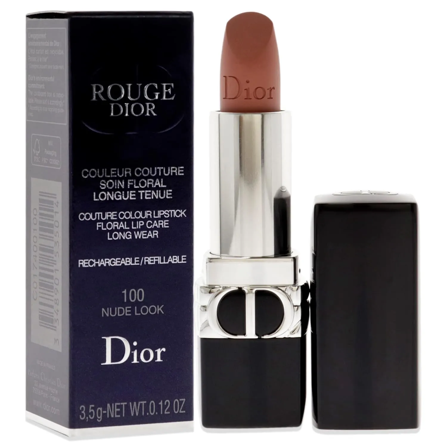 Dior Christian Rouge Couture Lipstick Matte - 100 Nude Look Lipstick (Refillable) Women 0.12 oz