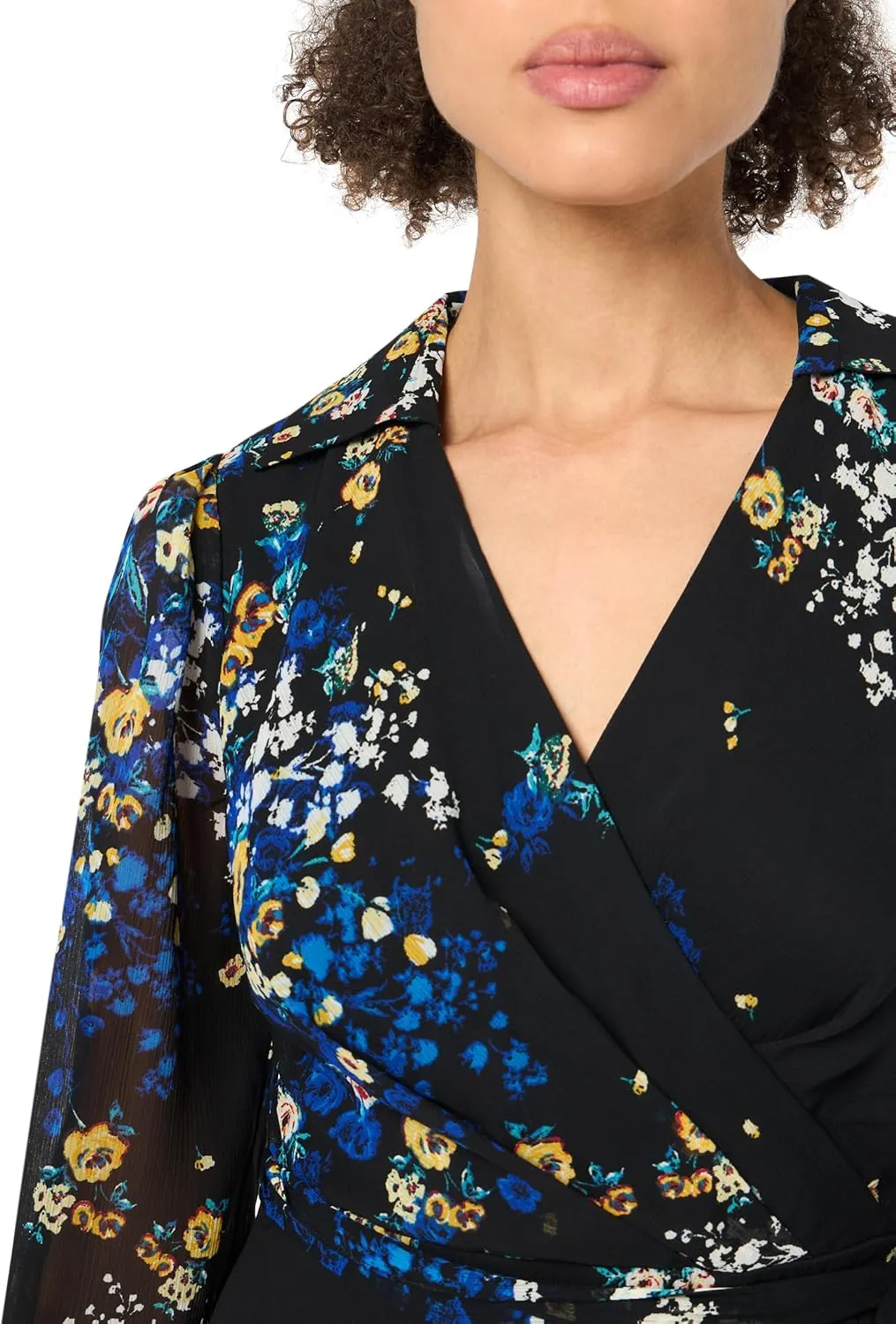 DKNY womens Long Sleeve Faux Wrap Dress