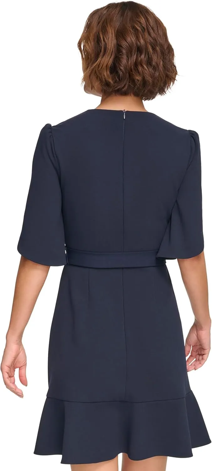 DKNY Women’s Tulip Half Sleeve Faux Wrap Mini Dress