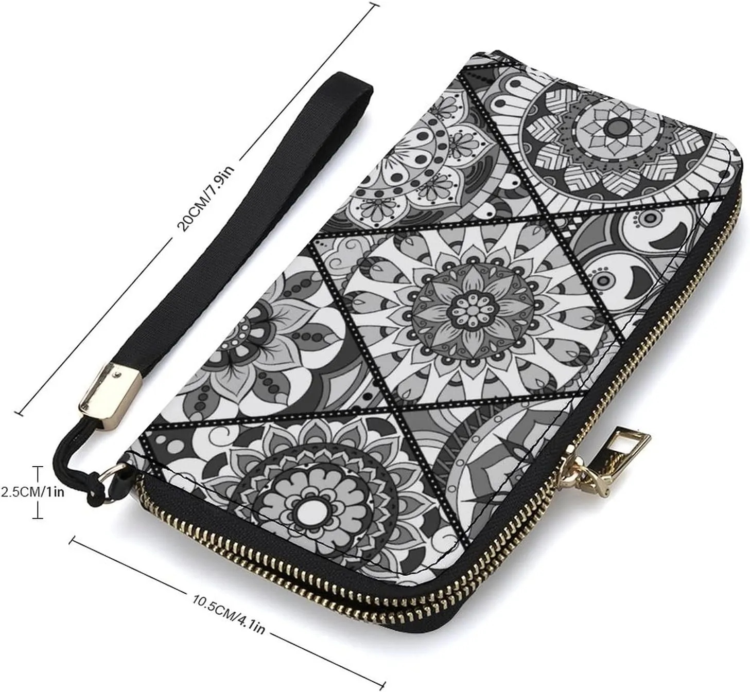 Donnapink Long Clutch Wallet, Long Handbag with Wristlet Strap, PU Leather Zip Purse