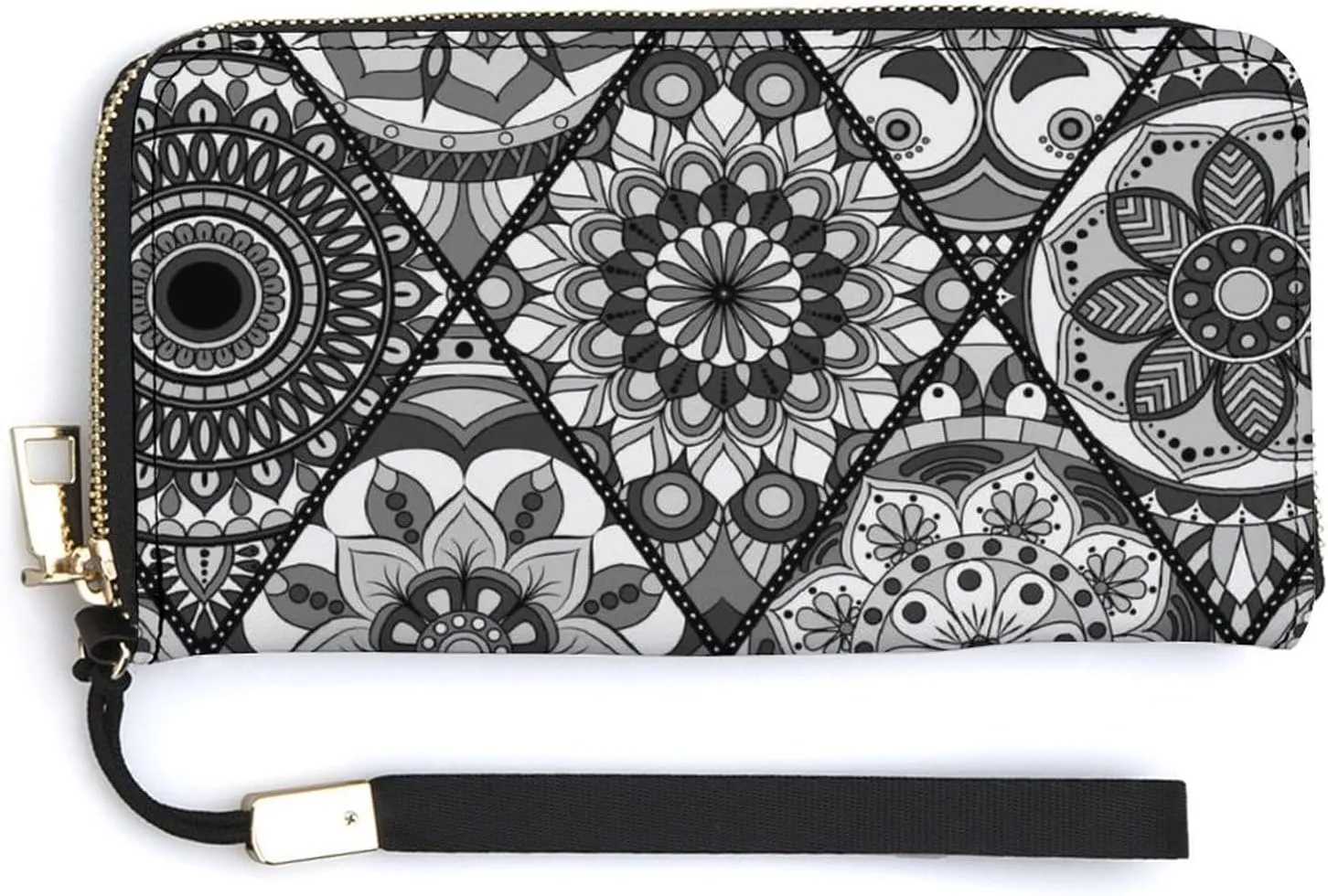 Donnapink Long Clutch Wallet, Long Handbag with Wristlet Strap, PU Leather Zip Purse