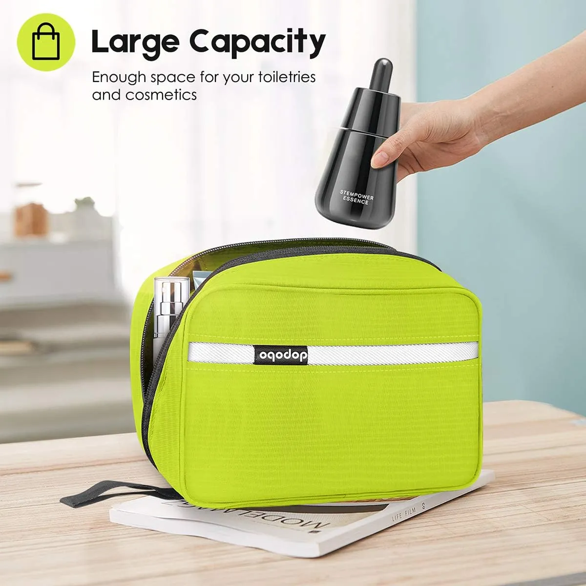 dopobo Travel Toiletry Bag for Women, Dopp Kit for Men, Waterproof Makeup Bag Shaving Bag with Hanging Hook, Portable Toiletry Organizer for Traveling and Camping
