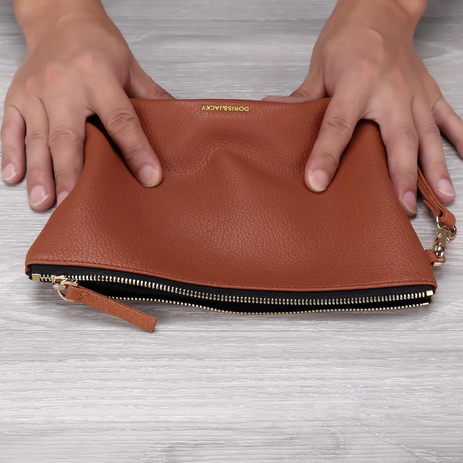 DORIS&JACKY Lambskin Leather Wristlet Clutch Purse For Women Large Soft Designer Wallet With Strap…