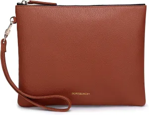 DORIS&JACKY Lambskin Leather Wristlet Clutch Purse For Women Large Soft Designer Wallet With Strap…