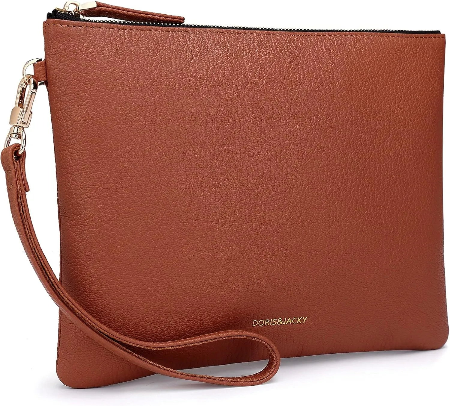 DORIS&JACKY Lambskin Leather Wristlet Clutch Purse For Women Large Soft Designer Wallet With Strap…