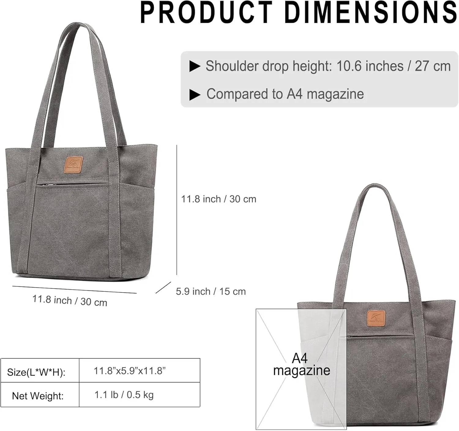 DOURR Womens Shoulder Handbags Heavy Duty Canvas Work Tote Retro Bucket Bag