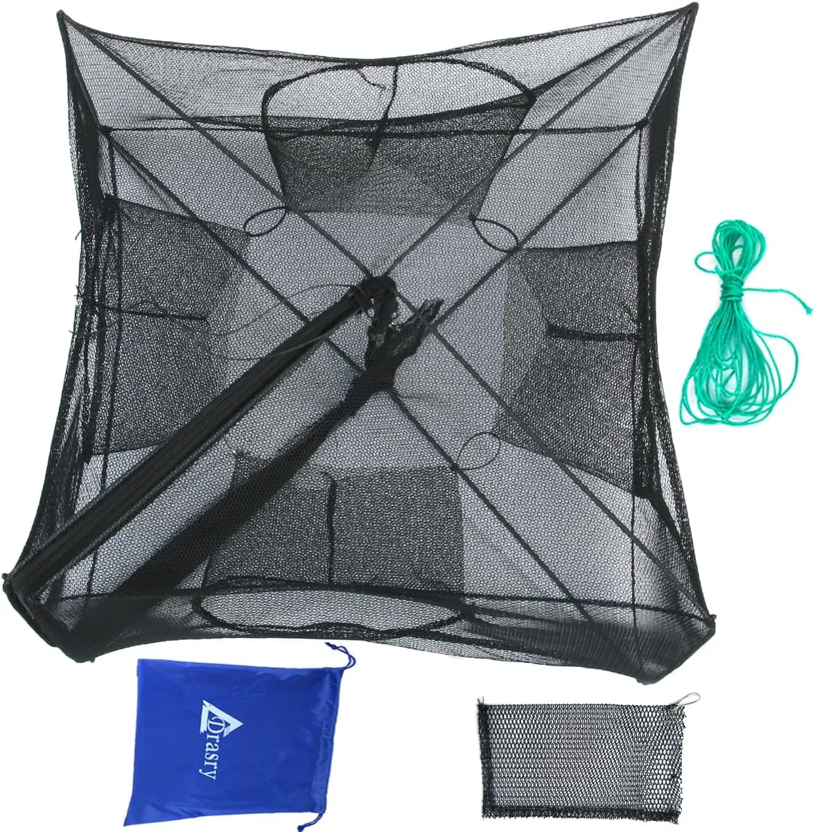 Drasry Black Fishing Bait Trap Foldable Fish Net for Minnow Crab Crayfish Crawdad Shrimp Trap Cast Net Dip Cage Collapsible Easy Use 4 6 Hole Fishing Accessories