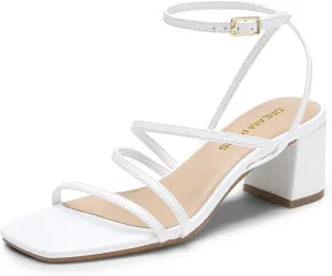 DREAM PAIRS Womens Block Heels 2 inch Strappy Square Toe Dressy Chunky Low Heeled Sandals for Party Wedding Evening