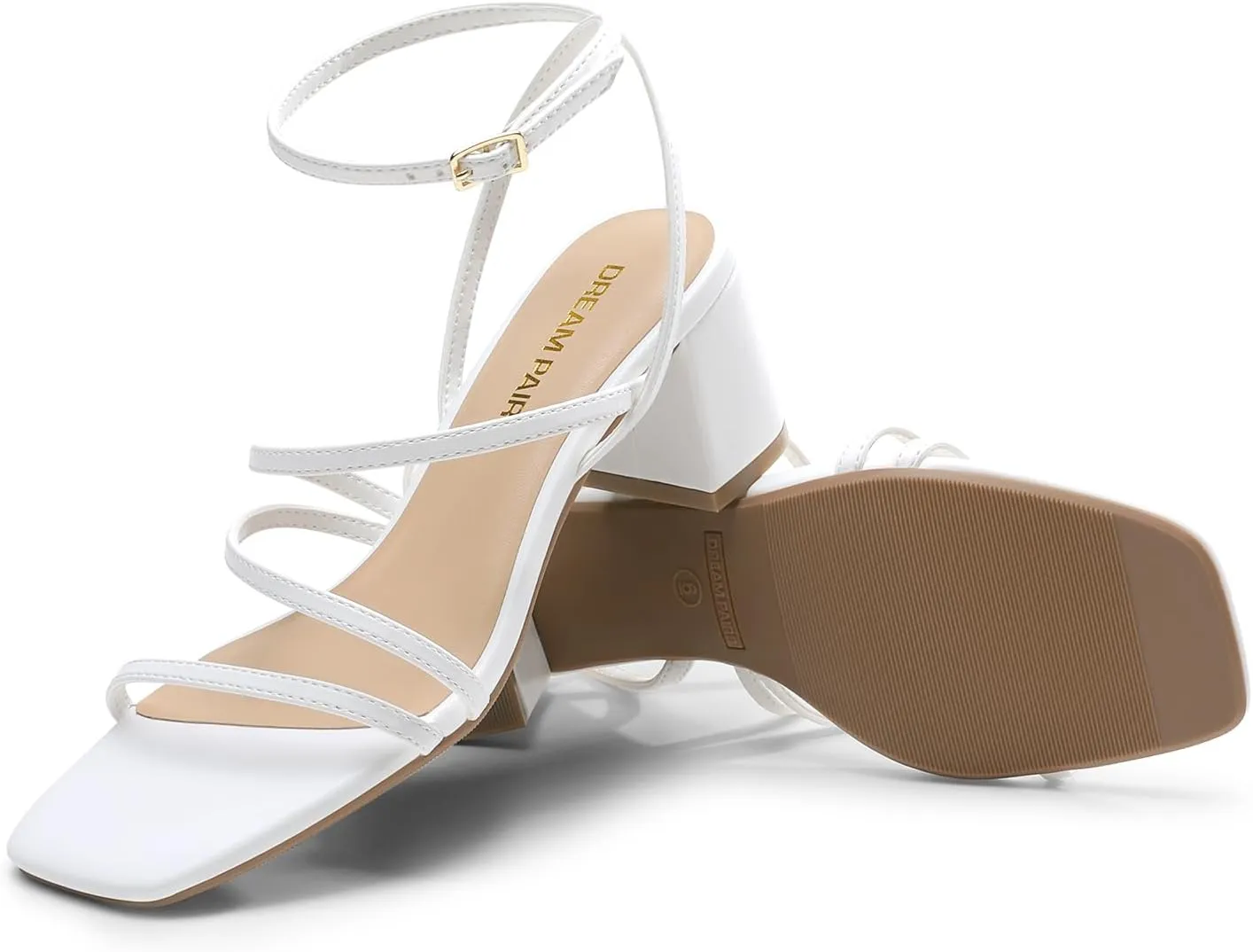 DREAM PAIRS Womens Block Heels 2 inch Strappy Square Toe Dressy Chunky Low Heeled Sandals for Party Wedding Evening