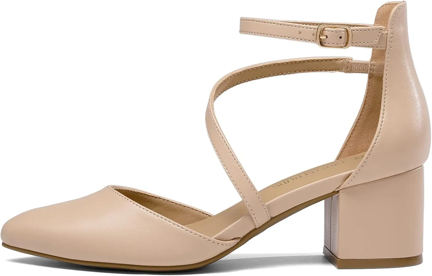 DREAM PAIRS Women's Closed Pointed Toe Low Chunky Heels Pumps Ankle Strap Wedding Business Dressy Shoes