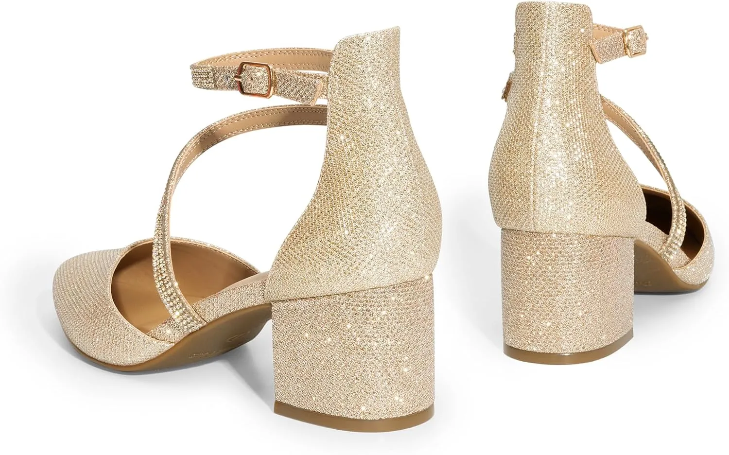 DREAM PAIRS Women's Closed Pointed Toe Low Chunky Heels Pumps Ankle Strap Wedding Business Dressy Shoes