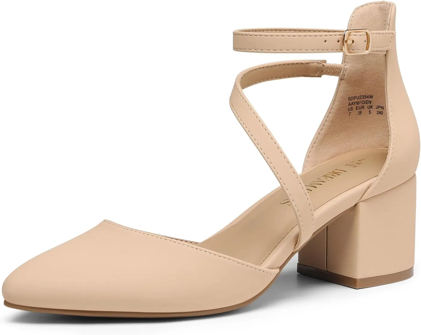 DREAM PAIRS Women's Closed Pointed Toe Low Chunky Heels Pumps Ankle Strap Wedding Business Dressy Shoes