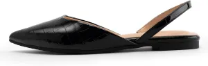 DREAMCIA Black Slingback Flats for Women Pointed-Toe Ballet Flats with Buckle Strap for Elegant Women Casual Work Office Party(Size 9.5)