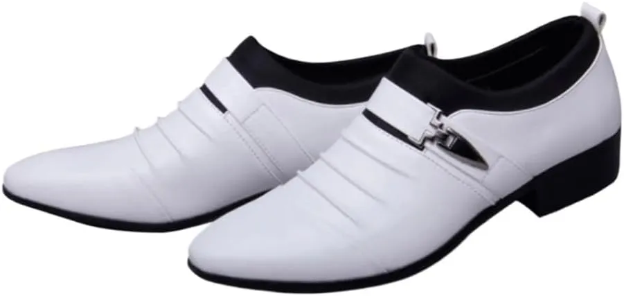 Dress Formal Shoes for Mens Vegan Pu Leather Evening Slip On Pointed Toe Anti-Slip Non Slip Resistant Shoe for Casual Wedding Party Prom