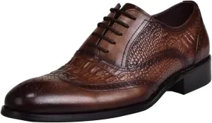 Dress Shoes for Men Men's Crocodile Pattern Faux Leather Dress Brogues Formal Shoes for Business and Special Occasions