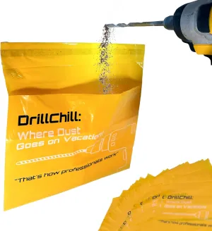 Drilling Dust Catcher Bags - 30PCS Disposable Yellow Dust Collector Bags for Drywall, Brick, Concrete Wall Drilling, Self-Adhesive, PRO and DIY Use, Trash Bags, Keeps Floors Clean