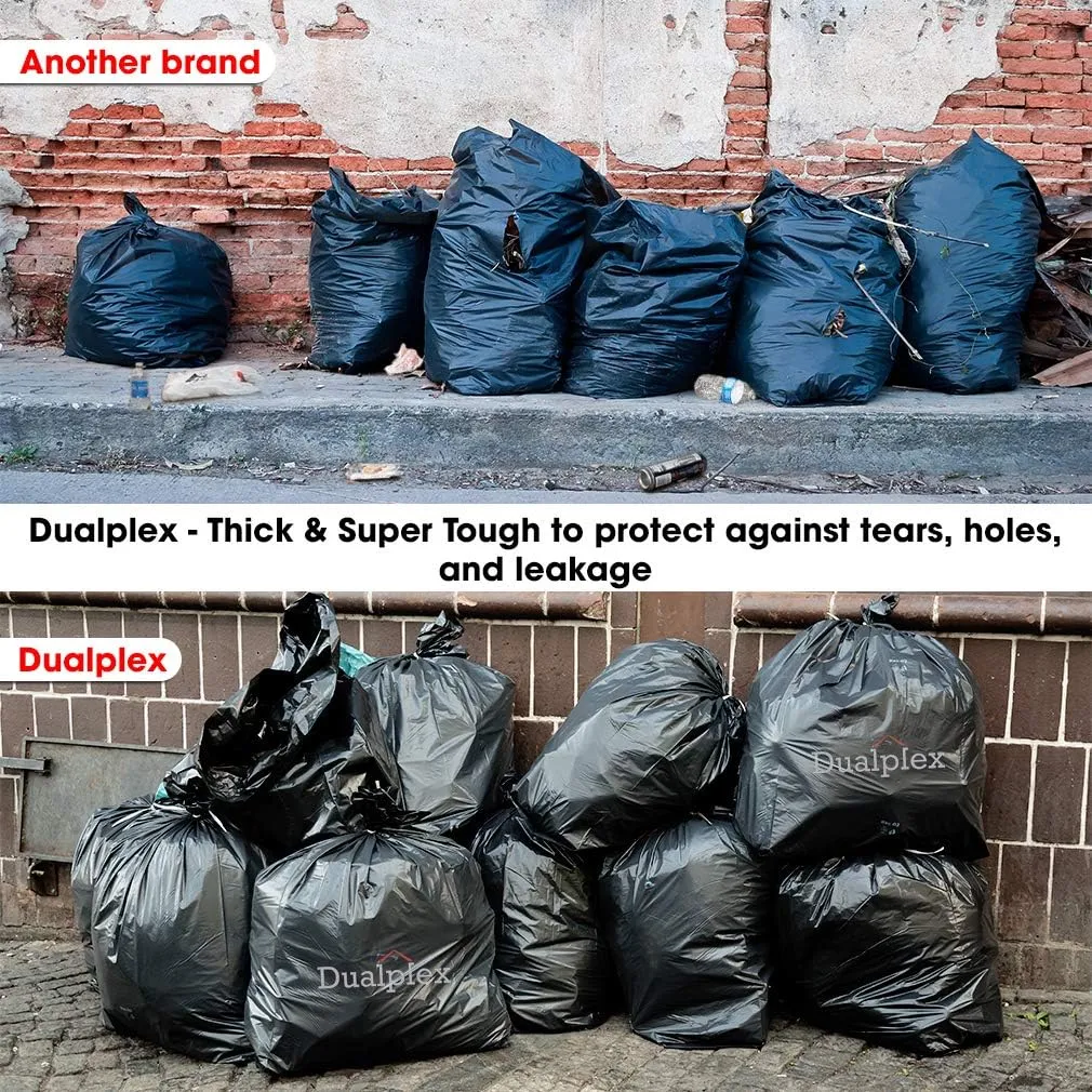 Dualplex 64-65 Gallon Black Trash Bags for Toter, 1.5 Mil Garbage Bag 50 Bags Per Case 50" X 54"