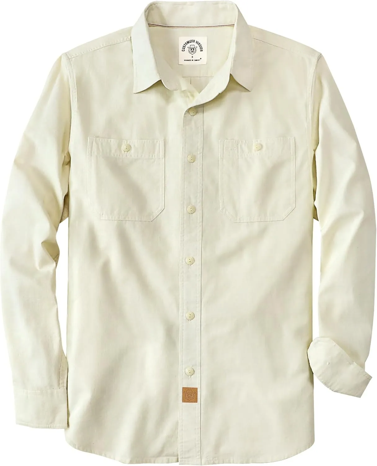 Dubinik® Chambray Shirt Men Long Sleeve Cotton Work Shirts with 2 Pockets Casual Button Down
