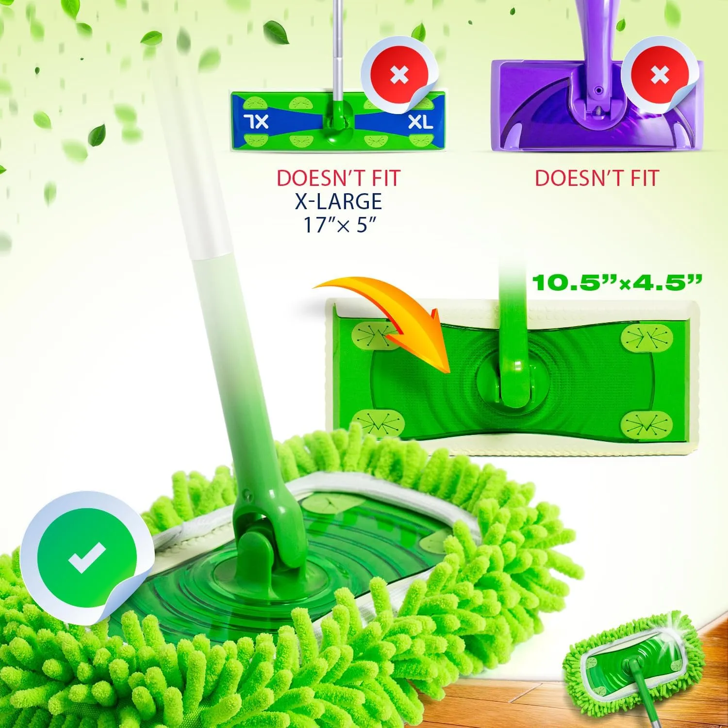 Dust Mop Refill Compatible with Swiffer Sweeper (2 Pack) - Microfiber Pet Heavy Duty Dry Cloth Refills - Reusable Mop Pad (Handle is Not Included)