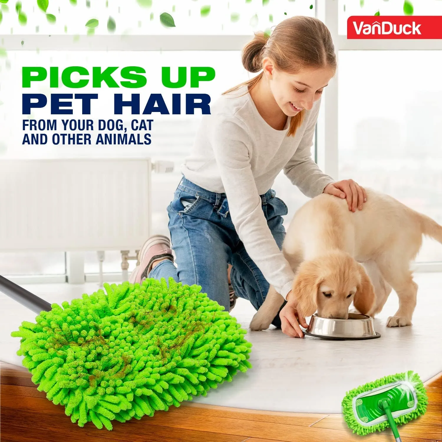 Dust Mop Refill Compatible with Swiffer Sweeper (2 Pack) - Microfiber Pet Heavy Duty Dry Cloth Refills - Reusable Mop Pad (Handle is Not Included)