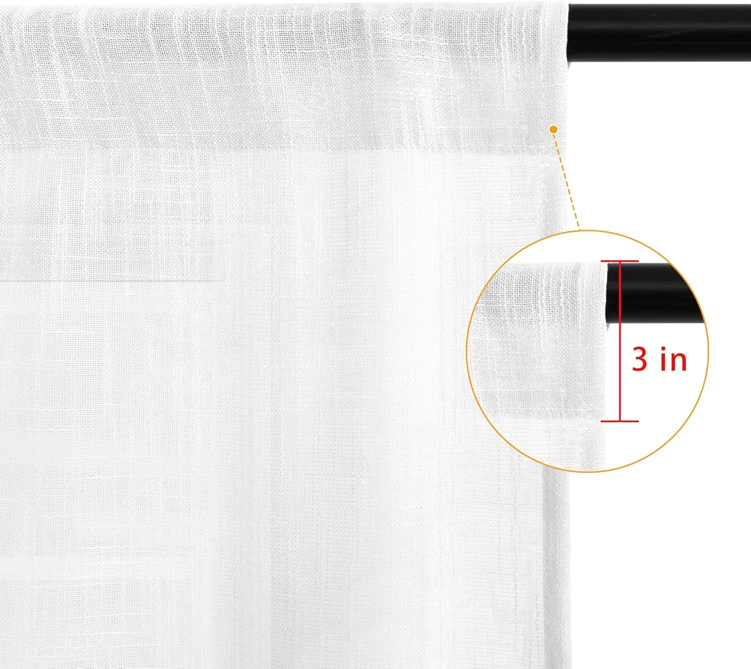 DWCN White Sheer Curtains Faux Linen Textured Rod Pocket Semi Voile Sheer Bedroom and Living Room Window Curtain Panels, Set of 2, 52 x 90 Inch Long