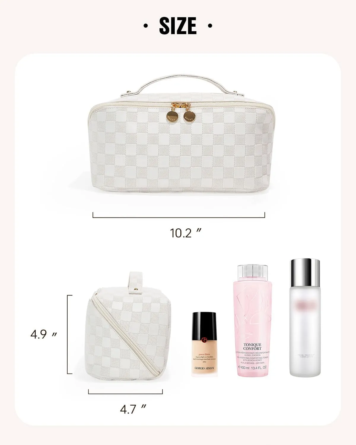 EACHY Travel Makeup Bag,Large Capacity Cosmetic Bags for Women,Waterproof Portable Pouch Open Flat Toiletry Bag Make up Organizer with Divider and Handle