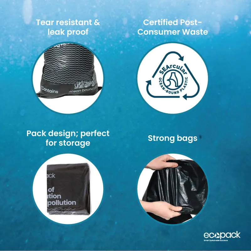 Ecopack 82L Recycled Garbage Bags - Ocean Bound - Heavy Duty (1 Pack/25 Bags)