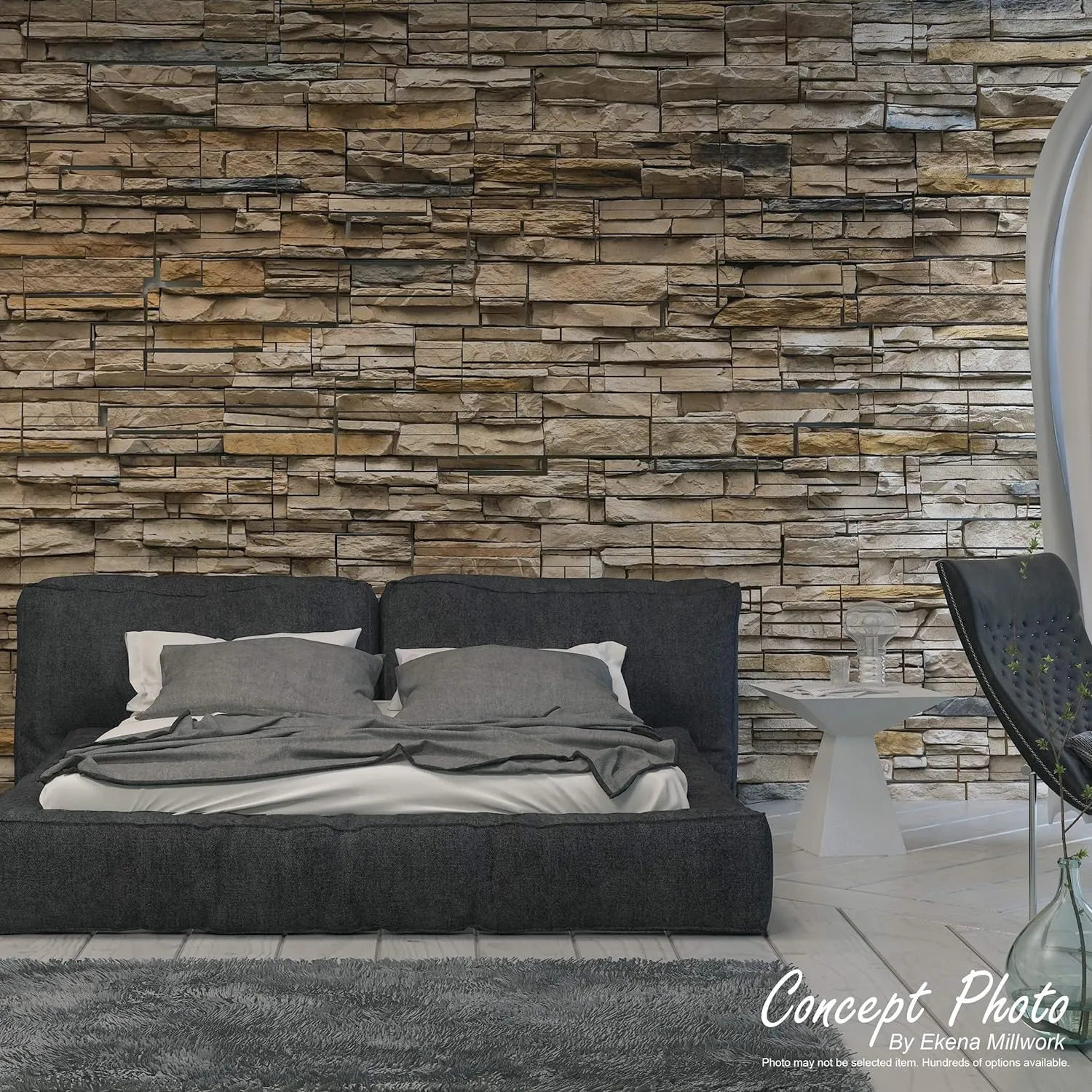 Ekena Millwork 45 3/4"W x 24 1/2"H x 1 1/4"D Canyon Ridge Stacked Stone, StoneWall Faux Stone Siding Panel, Colfax