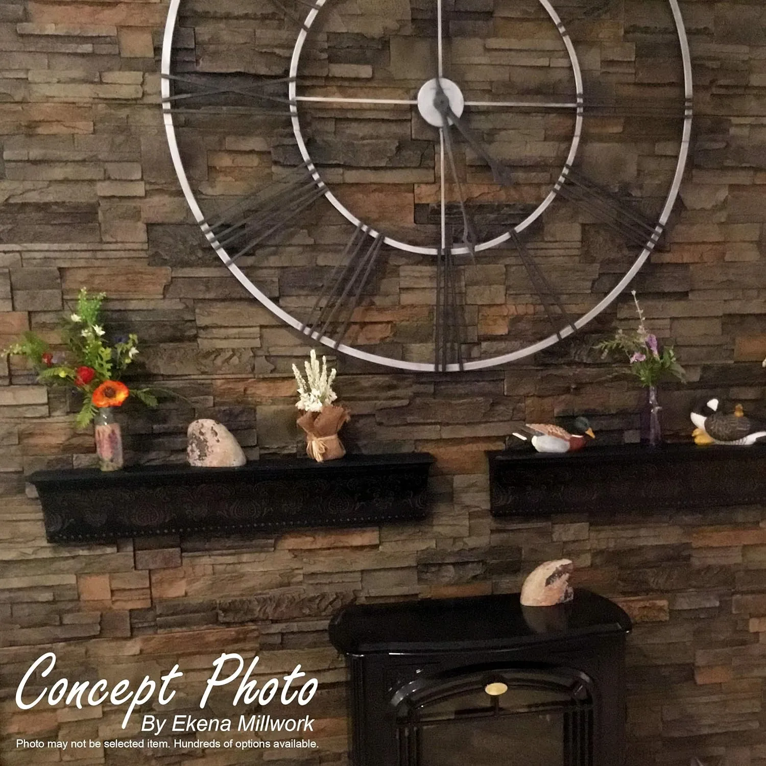 Ekena Millwork 45 3/4"W x 24 1/2"H x 1 1/4"D Canyon Ridge Stacked Stone, StoneWall Faux Stone Siding Panel, Colfax