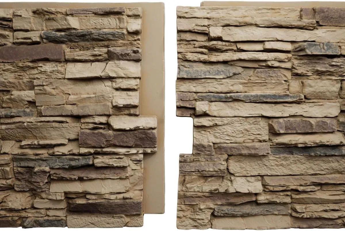 Ekena Millwork 45 3/4"W x 24 1/2"H x 1 1/4"D Canyon Ridge Stacked Stone, StoneWall Faux Stone Siding Panel, Colfax