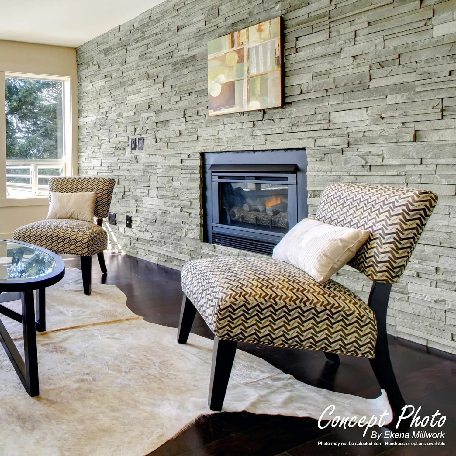 Ekena Millwork 45 3/4"W x 24 1/2"H x 1 1/4"D Canyon Ridge Stacked Stone, StoneWall Faux Stone Siding Panel, Colfax