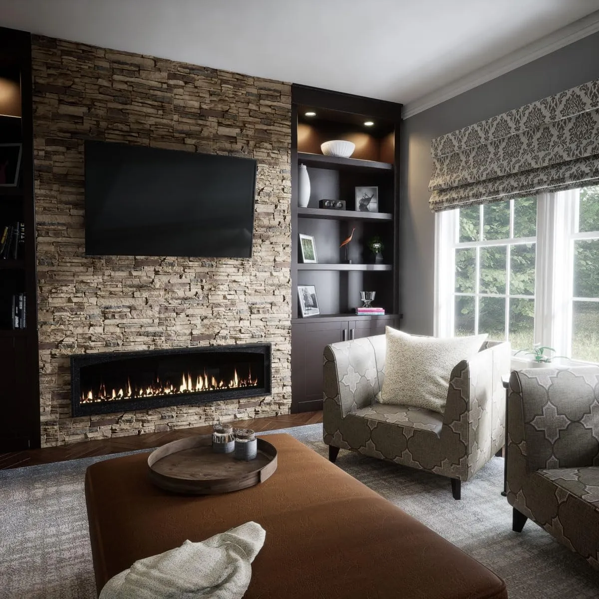 Ekena Millwork 45 3/4"W x 24 1/2"H x 1 1/4"D Canyon Ridge Stacked Stone, StoneWall Faux Stone Siding Panel, Colfax