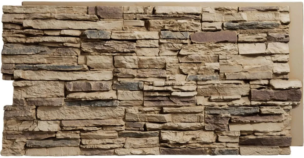 Ekena Millwork 45 3/4"W x 24 1/2"H x 1 1/4"D Canyon Ridge Stacked Stone, StoneWall Faux Stone Siding Panel, Colfax
