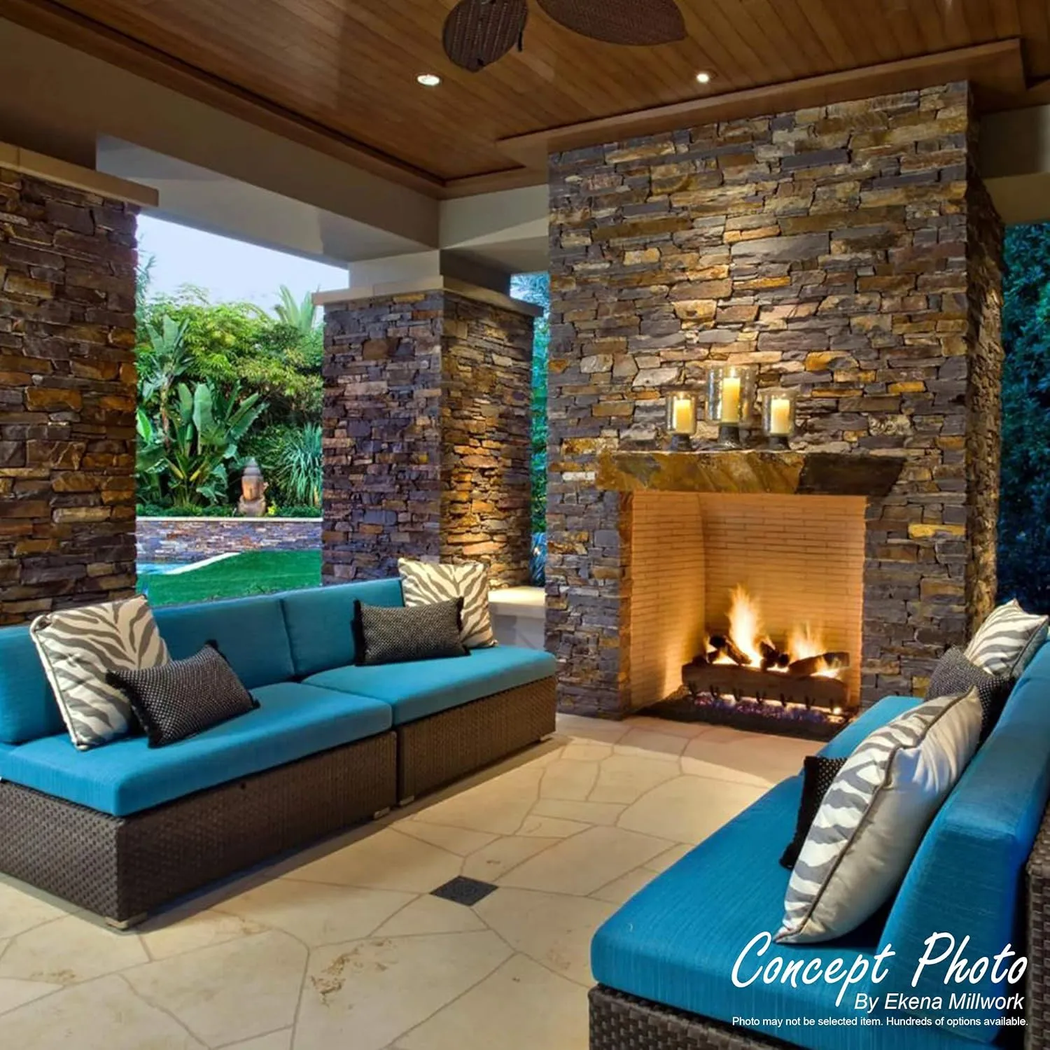 Ekena Millwork 45 3/4"W x 24 1/2"H x 1 1/4"D Canyon Ridge Stacked Stone, StoneWall Faux Stone Siding Panel, Colfax