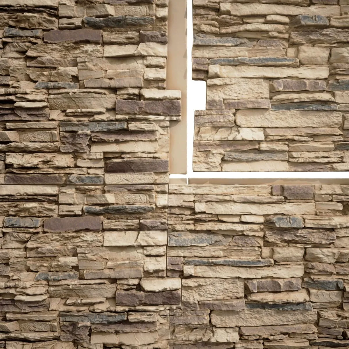 Ekena Millwork 45 3/4"W x 24 1/2"H x 1 1/4"D Canyon Ridge Stacked Stone, StoneWall Faux Stone Siding Panel, Colfax